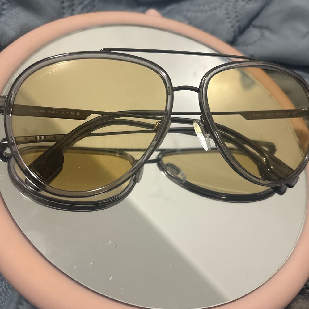 Burberry Aviator Sunglasses with Amber Lenses